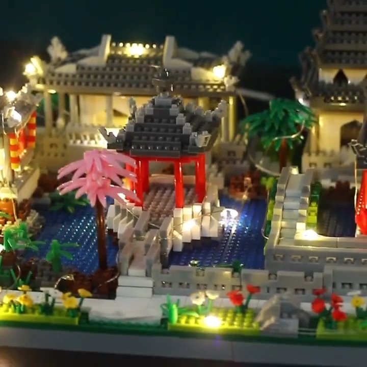Ancient Pagoda Village with Lake Nano Building Blocks