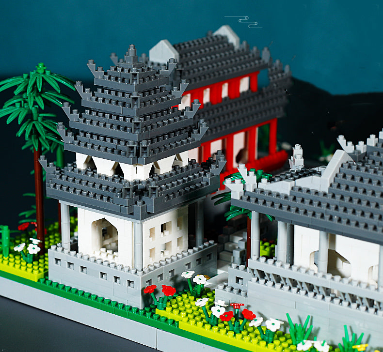 Ancient Pagoda Village with Lake Nano Building Blocks
