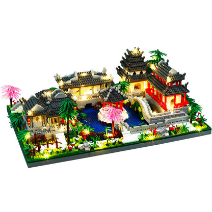 Ancient Pagoda Village with Lake Nano Building Blocks