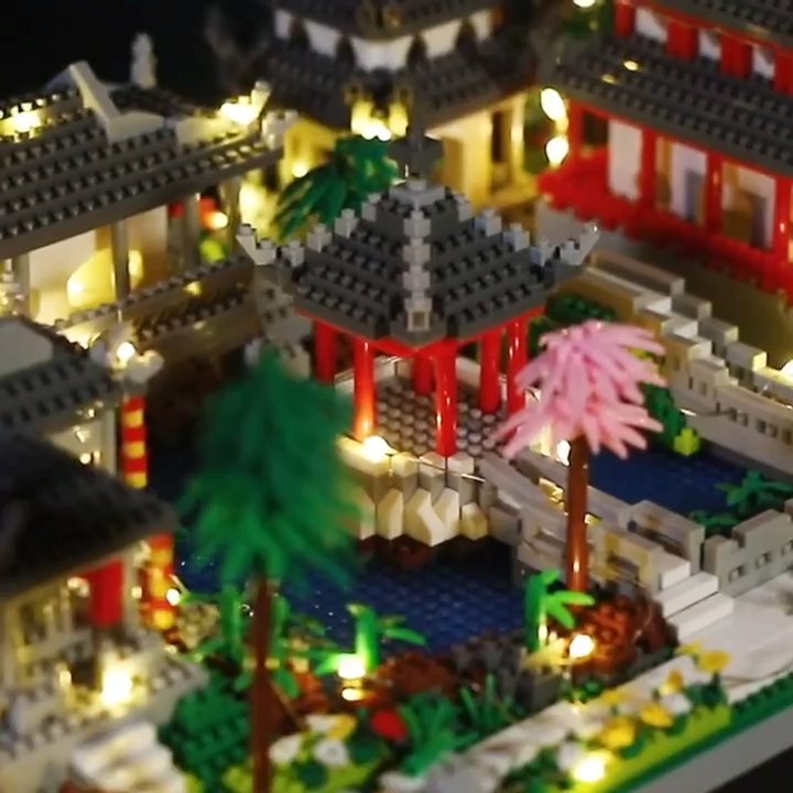 Ancient Pagoda Village with Lake Nano Building Blocks