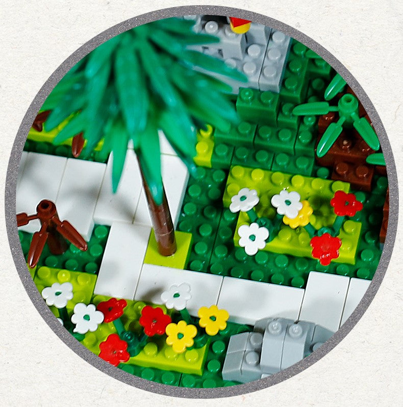 Ancient Pagoda Village with Lake Nano Building Blocks