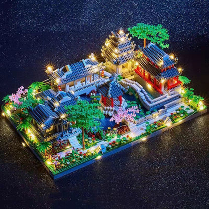 Ancient Pagoda Village with Lake Nano Building Blocks