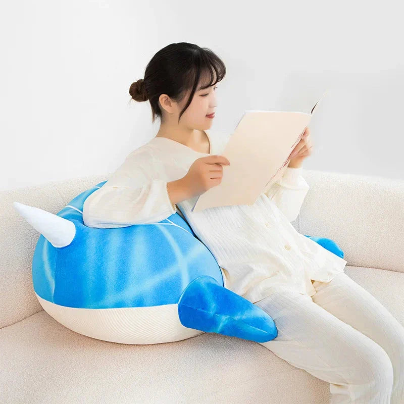 Anime Childe Tartaglia Blue Narwhal Whale Plush