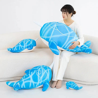 Anime Childe Tartaglia Blue Narwhal Whale Plush