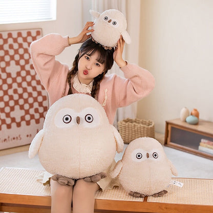 Biege Shocked Chonky Owl Plushie
