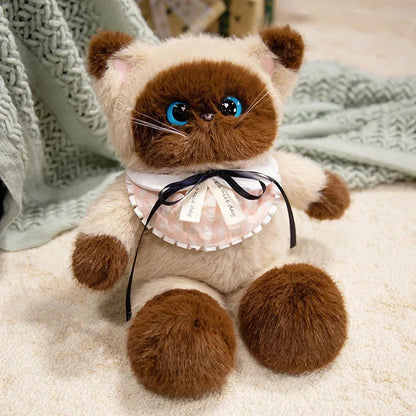 Big-eyed Calico Siamese Cat Plush Friends