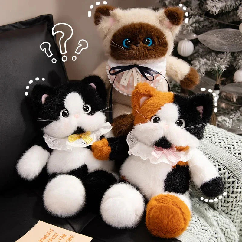 Big-eyed Calico Siamese Cat Plush Friends