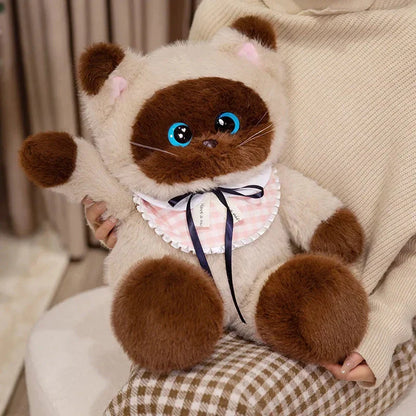 Big-eyed Calico Siamese Cat Plush Friends