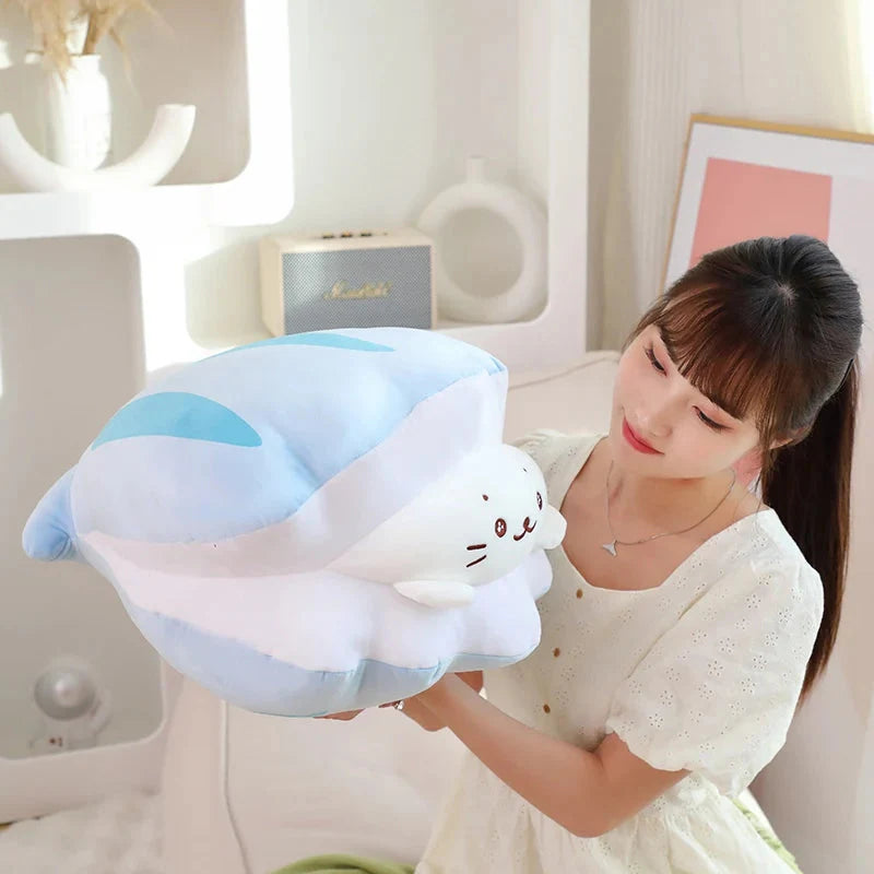 Blue Oyster White Seal Plushie
