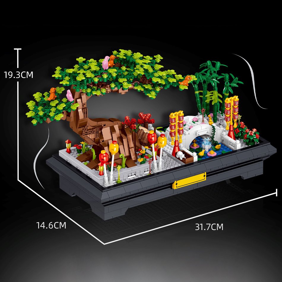 Bonsai Bamboo Tree Lake Scene Nano Building Set