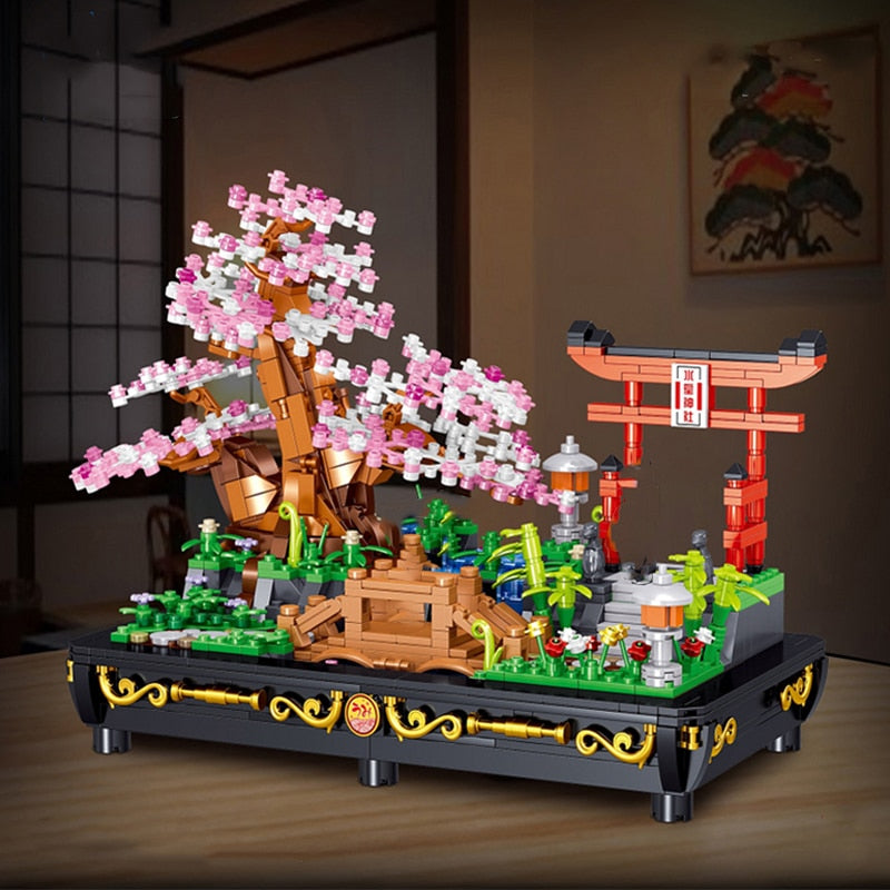Bonsai Sakura Shrine Scenic Building Nano Sets Collection
