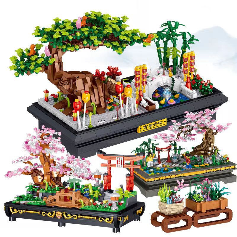 Bonsai Sakura Shrine Scenic Building Nano Sets Collection