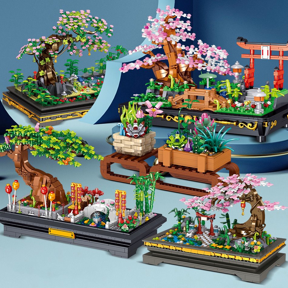 Bonsai Sakura Shrine Scenic Building Nano Sets Collection