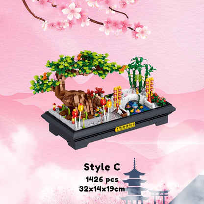 Bonsai Sakura Shrine Scenic Building Nano Sets Collection