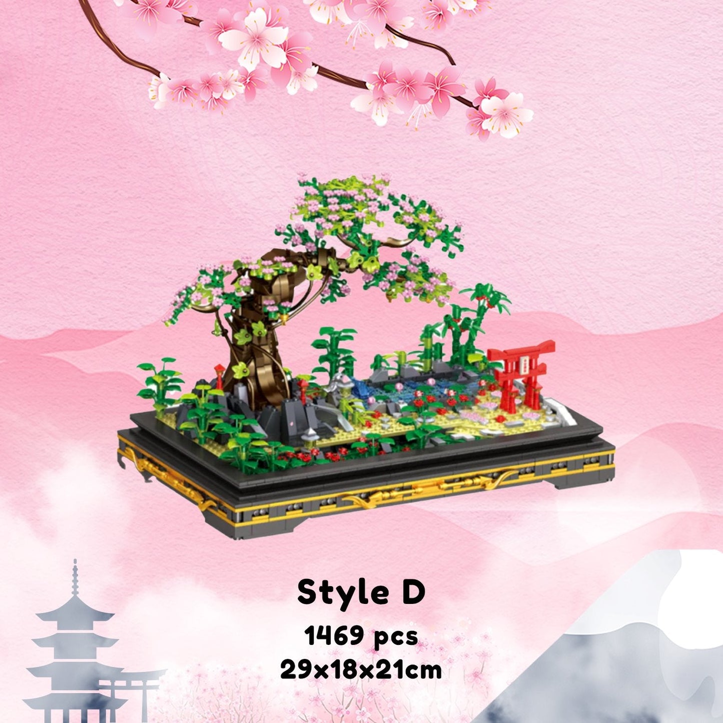 Bonsai Sakura Shrine Scenic Building Nano Sets Collection