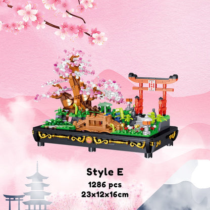 Bonsai Sakura Shrine Scenic Building Nano Sets Collection