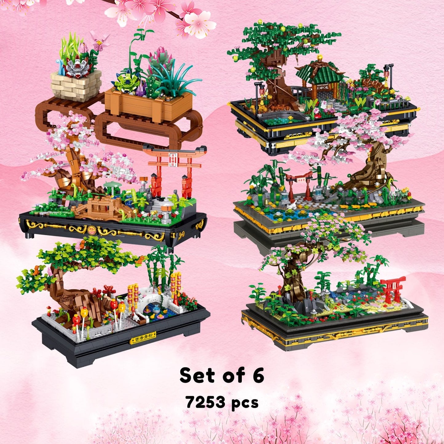 Bonsai Sakura Shrine Scenic Building Nano Sets Collection