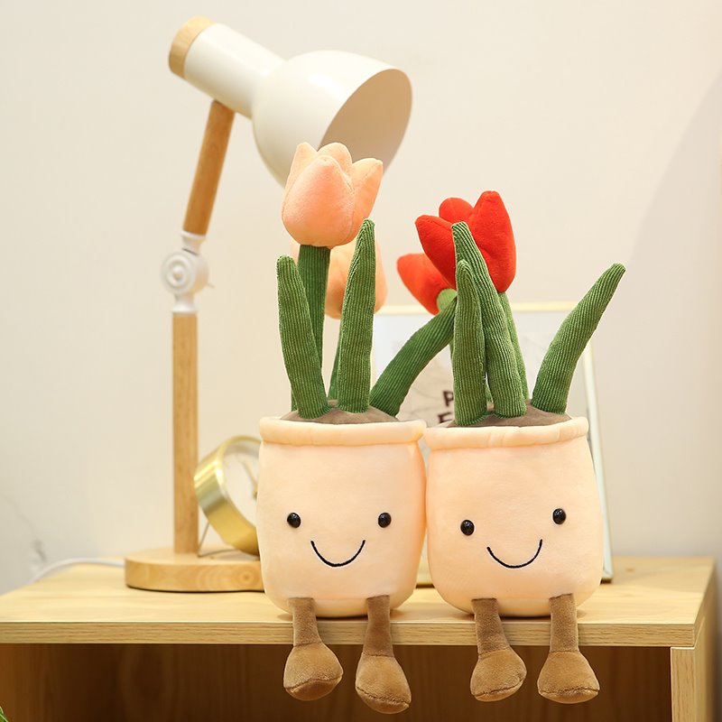 Bubbly Tulip Flower Pot Plush