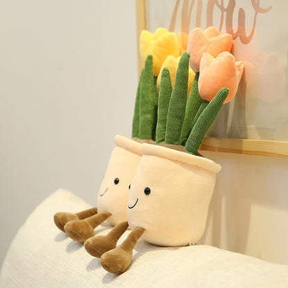 Bubbly Tulip Flower Pot Plush
