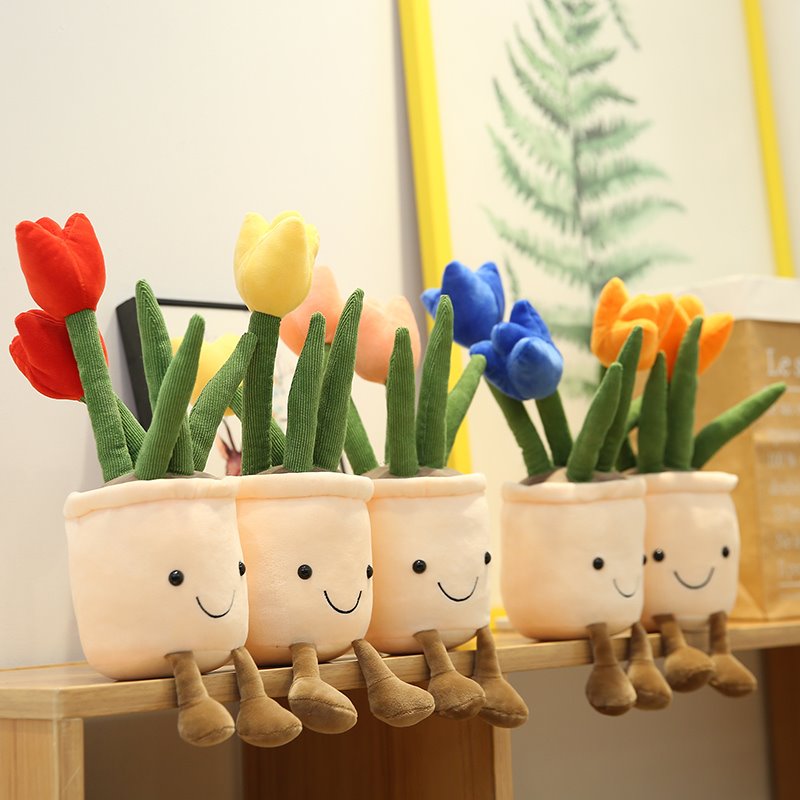 Bubbly Tulip Flower Pot Plush