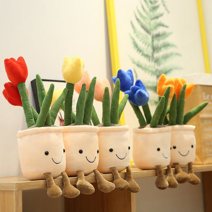 Bubbly Tulip Flower Pot Plush