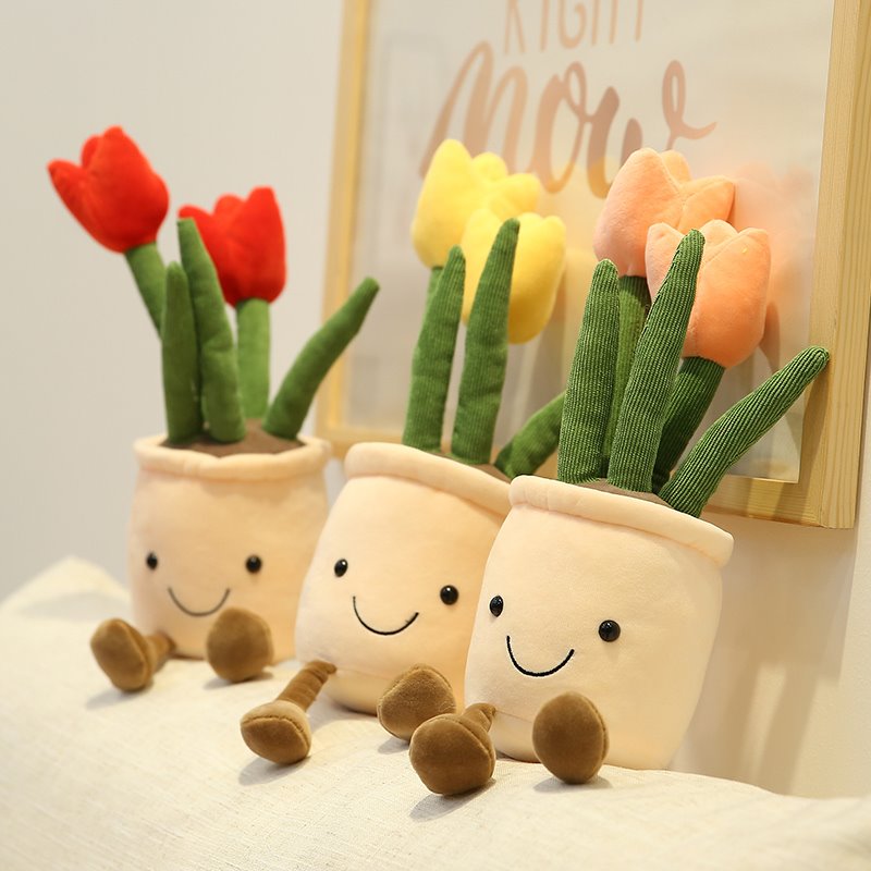 Bubbly Tulip Flower Pot Plush