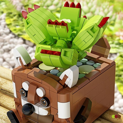 Cactus Succulent Animal Plant Pots Building Sets