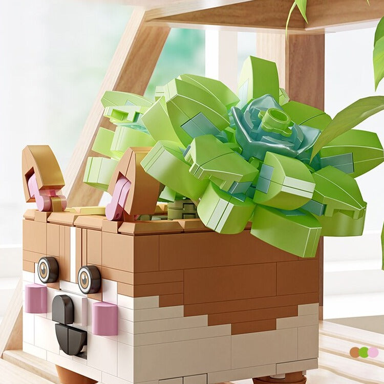 Cactus Succulent Animal Plant Pots Building Sets