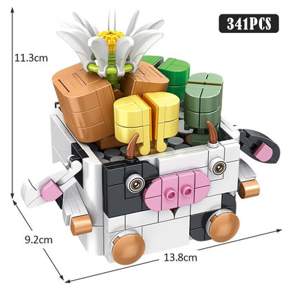 Cactus Succulent Animal Plant Pots Building Sets