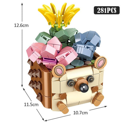 Cactus Succulent Animal Plant Pots Building Sets