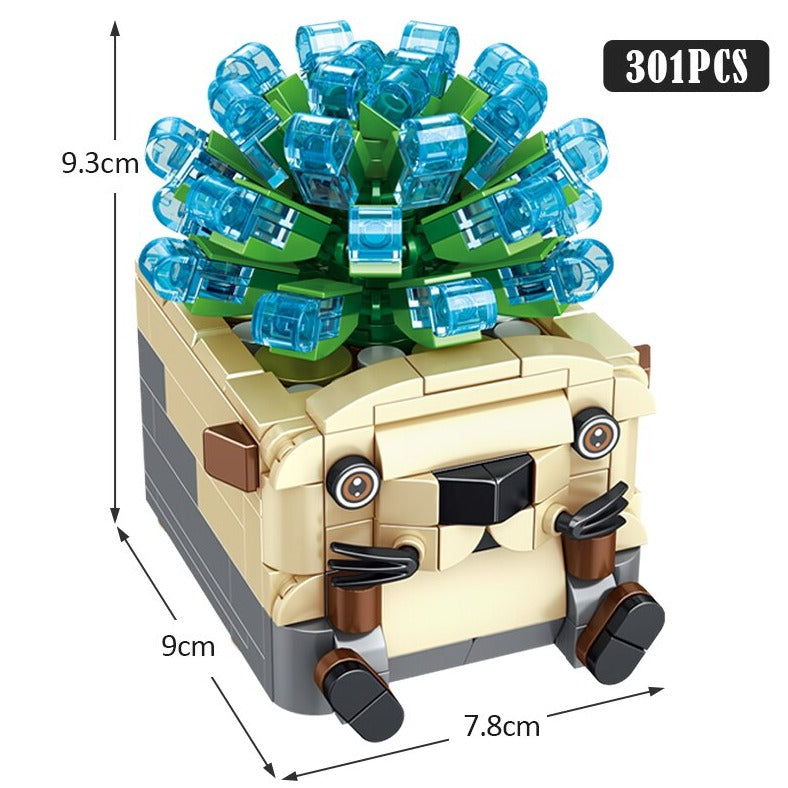 Cactus Succulent Animal Plant Pots Building Sets