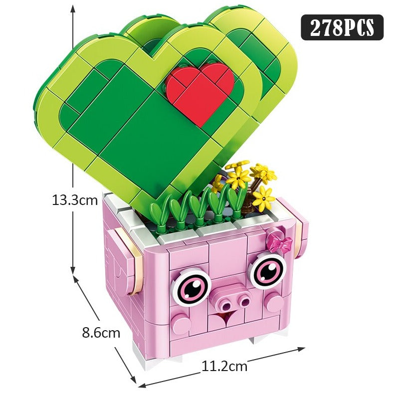 Cactus Succulent Animal Plant Pots Building Sets