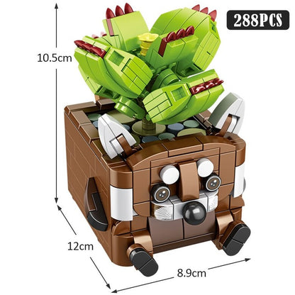Cactus Succulent Animal Plant Pots Building Sets