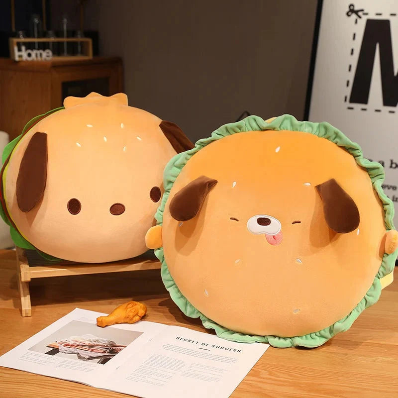 Capybara & Dog Hamburger Plushie Pillow