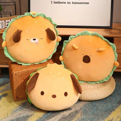 Capybara & Dog Hamburger Plushie Pillow