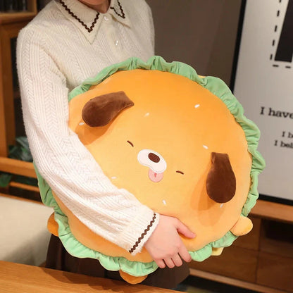 Capybara & Dog Hamburger Plushie Pillow