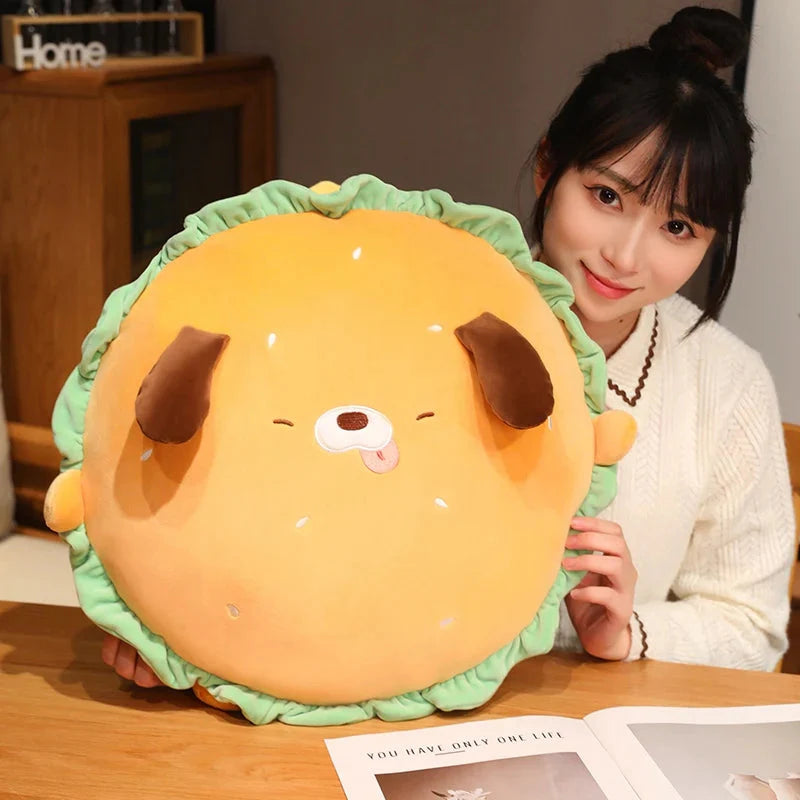 Capybara & Dog Hamburger Plushie Pillow