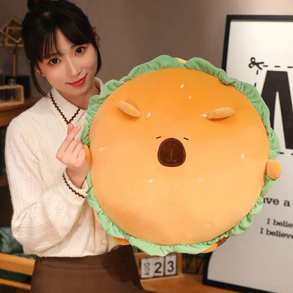 Capybara & Dog Hamburger Plushie Pillow