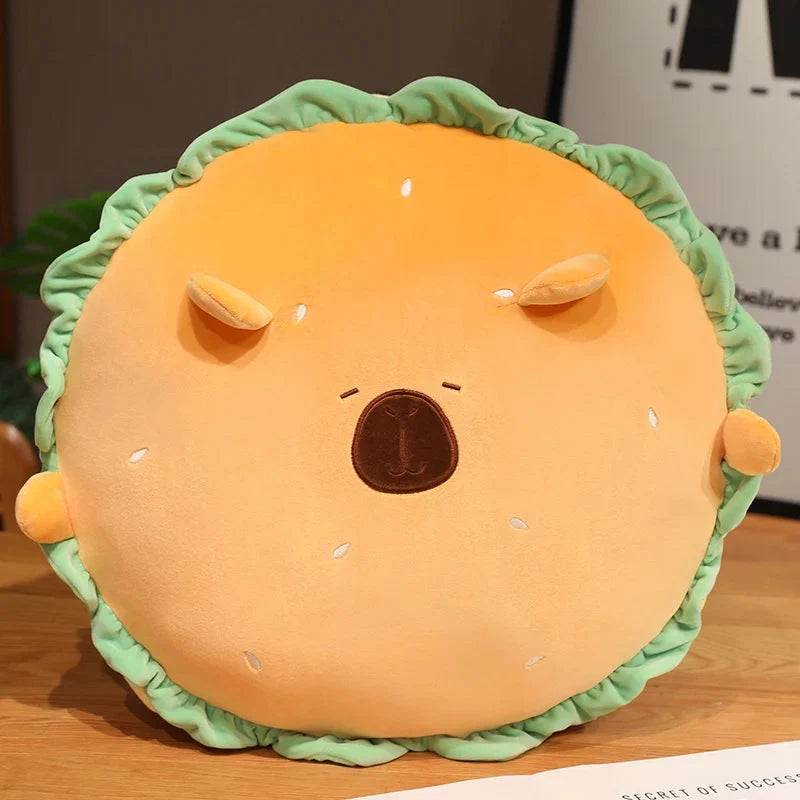 Capybara & Dog Hamburger Plushie Pillow