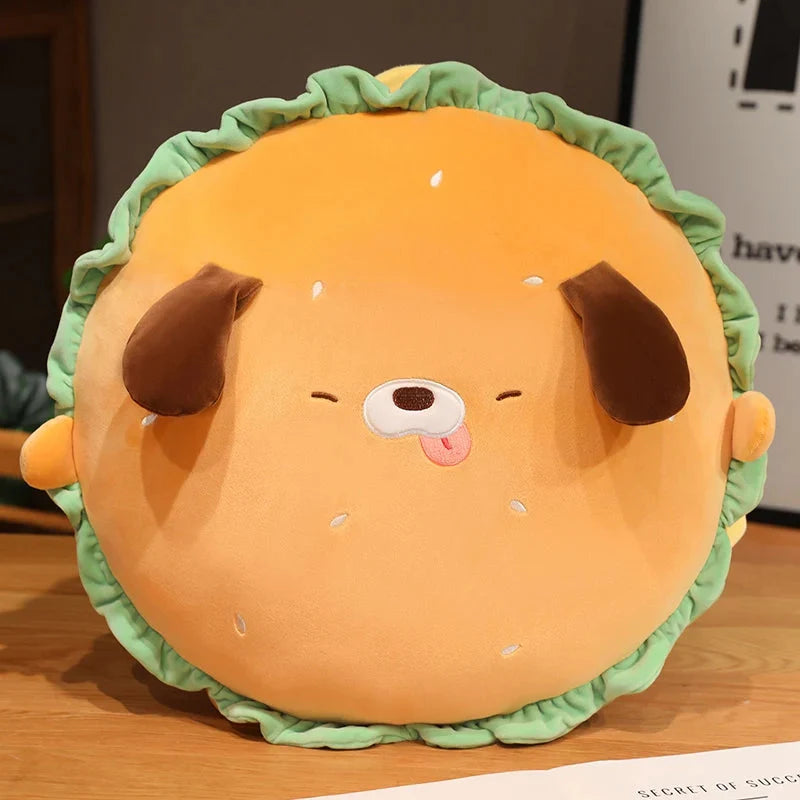 Capybara & Dog Hamburger Plushie Pillow