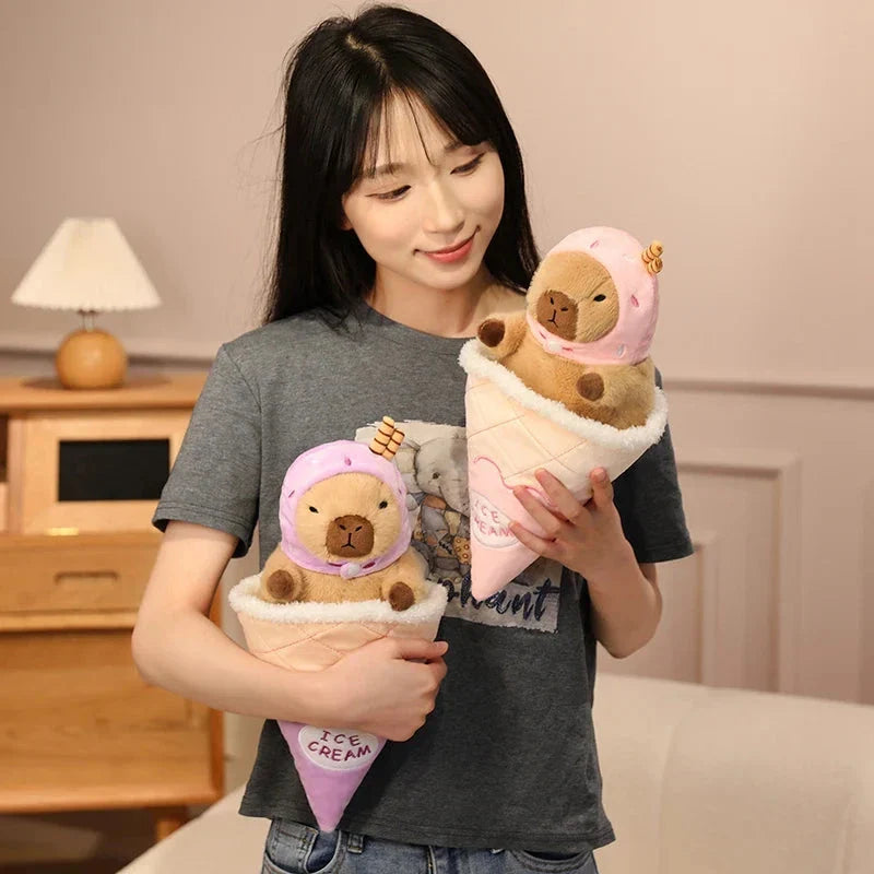 Capybara Soft Ice Cream Waffle Plush