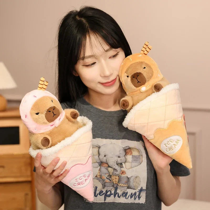 Capybara Soft Ice Cream Waffle Plush