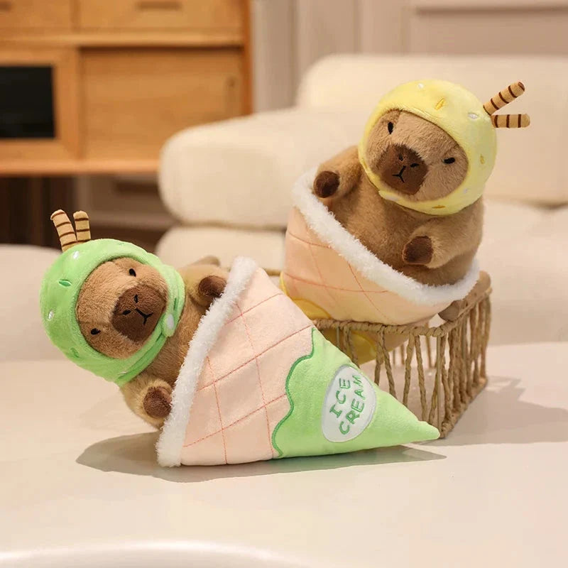 Capybara Soft Ice Cream Waffle Plush