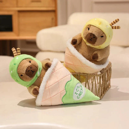 Capybara Soft Ice Cream Waffle Plush