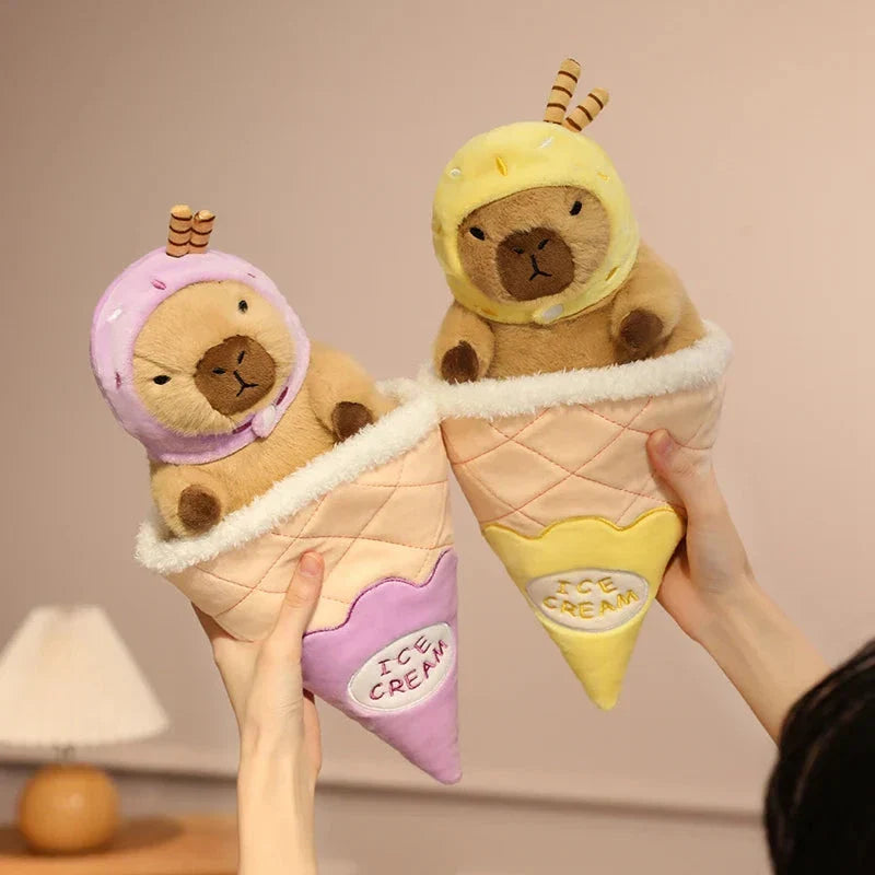 Capybara Soft Ice Cream Waffle Plush