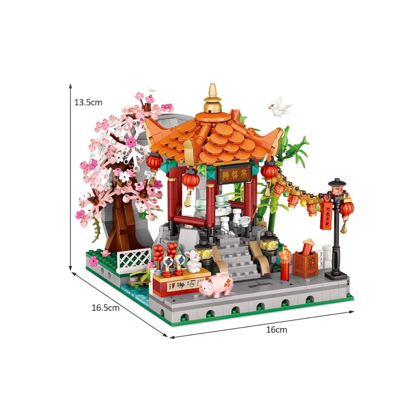 Chinese Street Lake Bridge Pavilion Teahouse Micro Building Set Collection