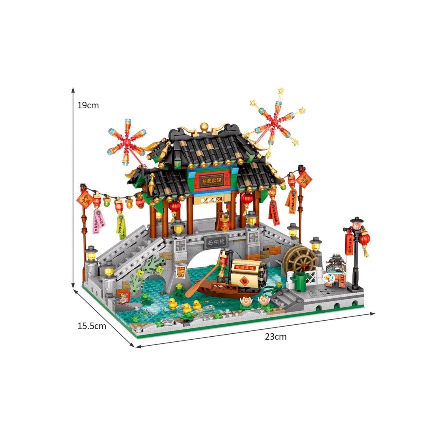 Chinese Street Lake Bridge Pavilion Teahouse Micro Building Set Collection