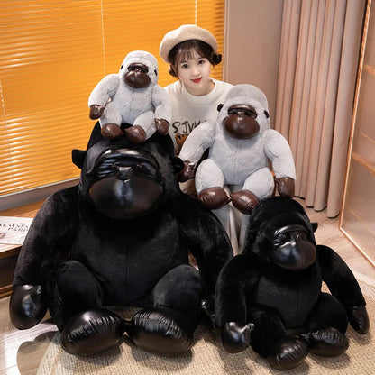 Chunky Black Silver Gorilla Ape Plushies