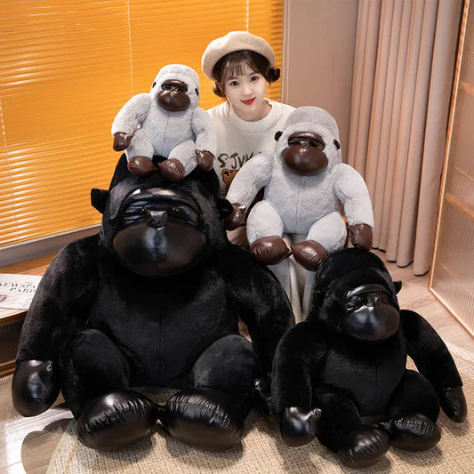 Chunky Black Silver Gorilla Ape Plushies