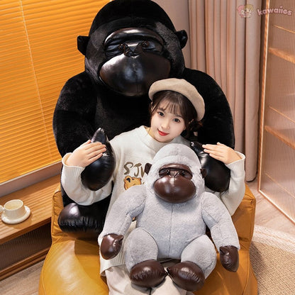 Chunky Black Silver Gorilla Ape Plushies